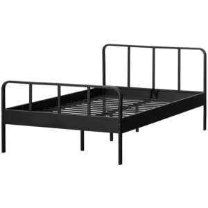 WOOOD Mees queensize sengeramme, m. lamelbund - sort metal (120x200)