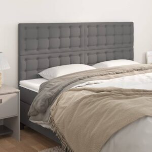 vidaXL sengegavl grå 200x5x118/128 cm kunstlæder
