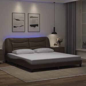 vidaXL sengeramme med LED uden madras Hvar 100x200 cm brun