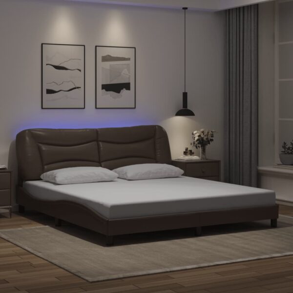 vidaXL sengeramme med LED uden madras Hvar 100x200 cm brun