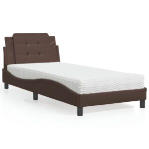 vidaXL sengeramme uden madras Zadar 100x200 cm kunstlæder brun