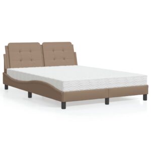 vidaXL sengeramme uden madras Zadar 120x200 cm kunstlæder cappuccinofarvet