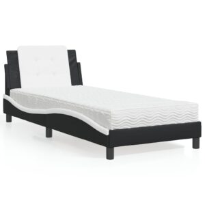 vidaXL sengeramme uden madras Zadar 90x200 cm kunstlæder sort og hvid