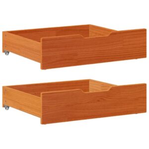 vidaXL sengeskuffer 2 stk. 75x55x17 cm massivt fyrretræ gyldenbrun