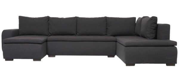 Amalfi U-sovesofa venstrevendt – grå stof, opbevaring og soveplads