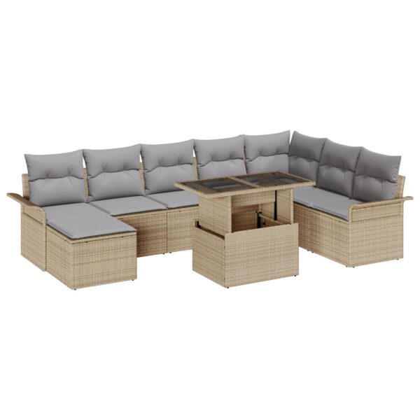 Havesofa Sæt med pude med opbevaring 9 stk Beige og lys grå