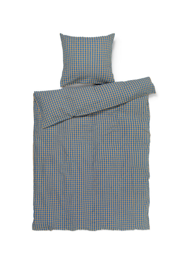 Juna - Bæk&Bølge Sengetøj - Blå/Okker - 140x220 cm