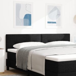 LED Sengegavl med LED -strimmellys Sort 180 cm Stof