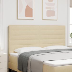 LED sengegavl med LED -strimmellys Creme 180 cm Stof