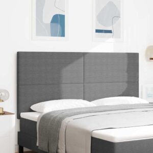 LED sengegavl med LED -strimmellys Lysegrå 180 cm Polyester