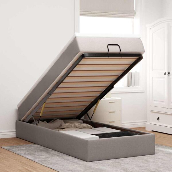 Osmannisk sengeramme med madras 90x200 cm stof gråbrun