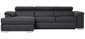 Stitch sovesofa med venstrevendt chaiselong og sengeudtræk – sort PU