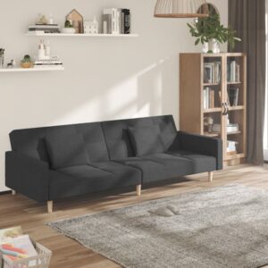 vidaXL 2-personers sovesofa med 2 puder stof mørkegrå