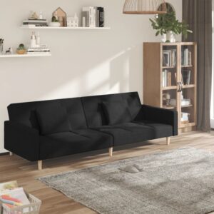 vidaXL 2-personers sovesofa med 2 puder stof sort
