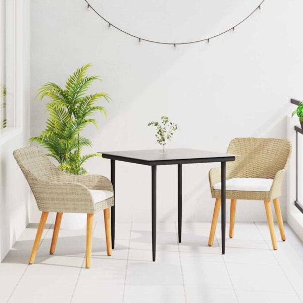 vidaXL Have Spisebordssæt med pude 3 pcs Beige polyrattan