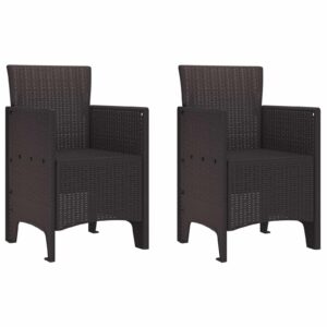 vidaXL Have Stol med pude 2 pcs Brun 53 x 49 x 85 cm Polypropylen