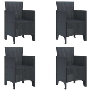 vidaXL Have Stol med pude 4 pcs Antracit 53 x 49 x 85 cm Polypropylen