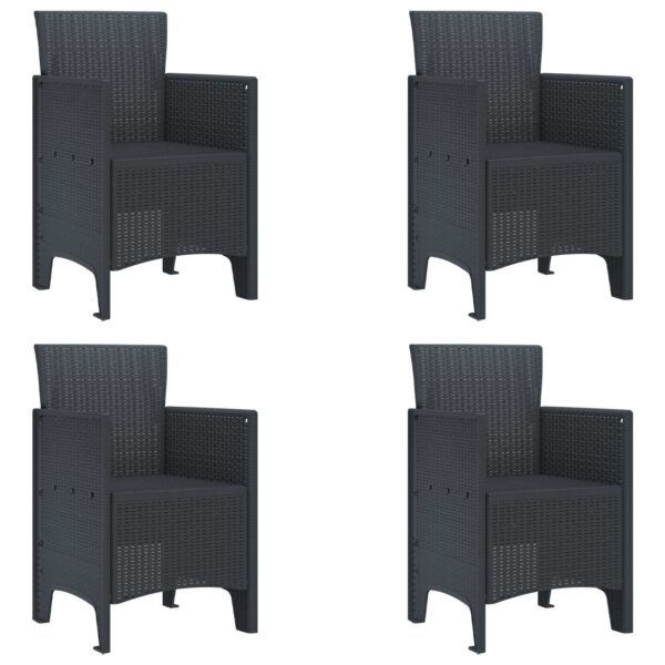 vidaXL Have Stol med pude 4 pcs Antracit 53 x 49 x 85 cm Polypropylen