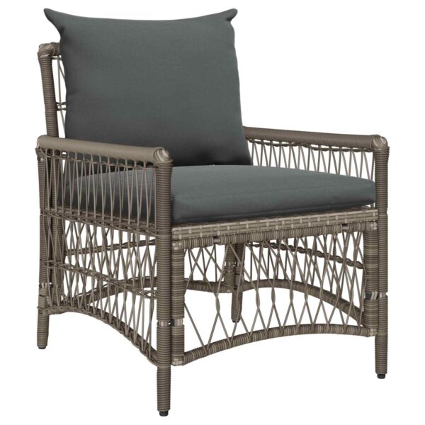 vidaXL Have Stol med pude Grå 73 x 61 x 77 cm polyrattan