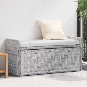 vidaXL Opbevaringsbænk med pude Hvidvask 110 x 40 x 50 cm Rattan