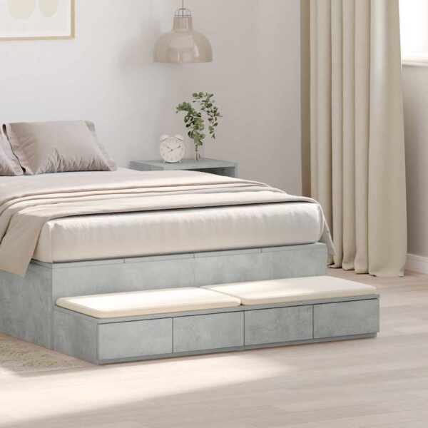 vidaXL Sengeskuffer Beton Grå 120 x 36,5 x 16,5 cm Konstrueret træ
