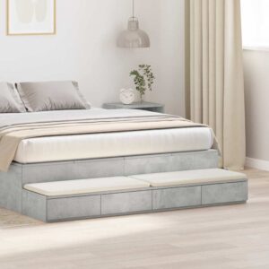 vidaXL Sengeskuffer Beton Grå 135 x 36,5 x 16,5 cm Konstrueret træ