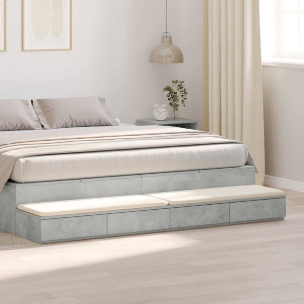 vidaXL Sengeskuffer Beton Grå 180 x 36,5 x 16,5 cm Konstrueret træ
