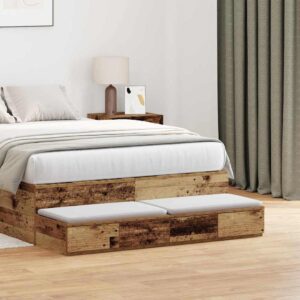 vidaXL Sengeskuffer Gammelt træ 120 x 36,5 x 16,5 cm Konstrueret træ