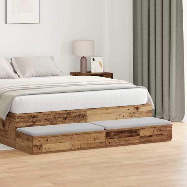 vidaXL Sengeskuffer Gammelt træ 135 x 36,5 x 16,5 cm Konstrueret træ