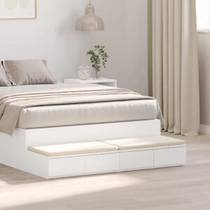 vidaXL Sengeskuffer Hvid 120 x 36,5 x 16,5 cm Konstrueret træ