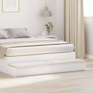 vidaXL Sengeskuffer Hvid 140 x 36,5 x 16,5 cm Konstrueret træ