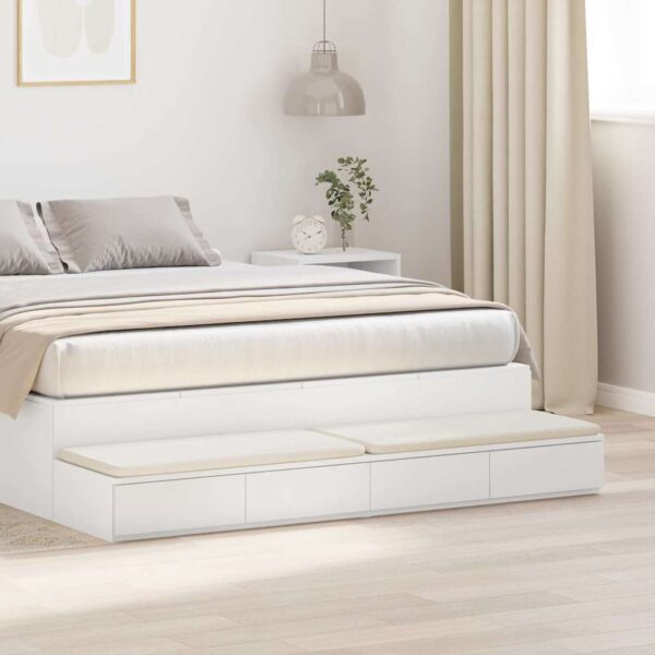 vidaXL Sengeskuffer Hvid 150 x 36,5 x 16,5 cm Konstrueret træ