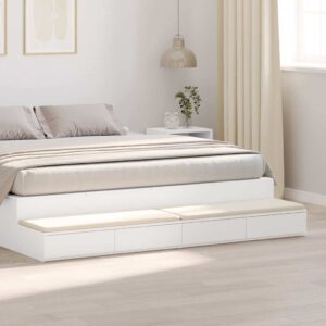 vidaXL Sengeskuffer Hvid 200 x 36,5 x 16,5 cm Konstrueret træ