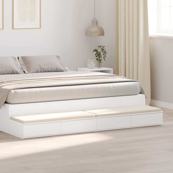vidaXL Sengeskuffer Hvid 200 x 36,5 x 16,5 cm Konstrueret træ