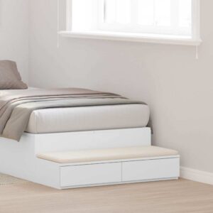 vidaXL Sengeskuffer Hvid 90 x 36,5 x 16,5 cm Konstrueret træ