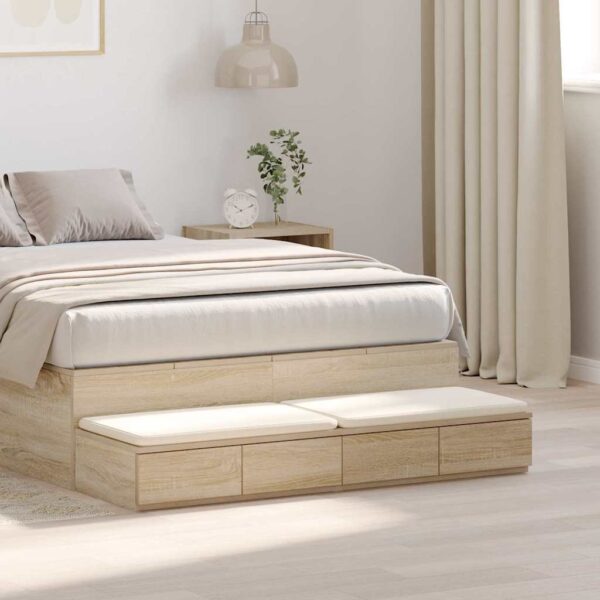 vidaXL Sengeskuffer Sonoma eg 120 x 36,5 x 16,5 cm Konstrueret træ