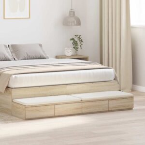 vidaXL Sengeskuffer Sonoma eg 140 x 36,5 x 16,5 cm Konstrueret træ