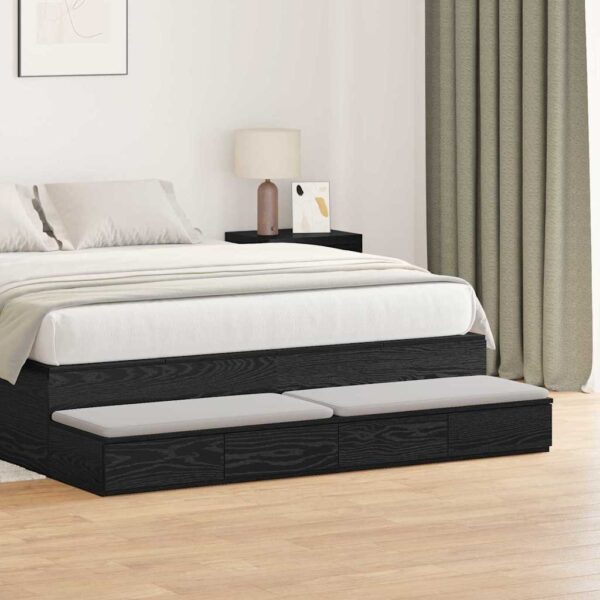 vidaXL Sengeskuffer Sort eg 135 x 36,5 x 16,5 cm Konstrueret træ