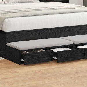 vidaXL Sengeskuffer Sort eg 140 x 36,5 x 16,5 cm Konstrueret træ