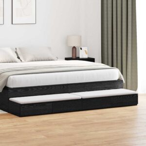 vidaXL Sengeskuffer Sort eg 200 x 36,5 x 16,5 cm Konstrueret træ