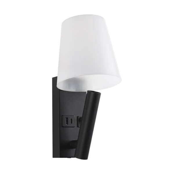 2W LED sengelampe / væglampe med USB-opladning - Sort, 3000K, CREE chip, IP20, moderne design - Kulør : Varm