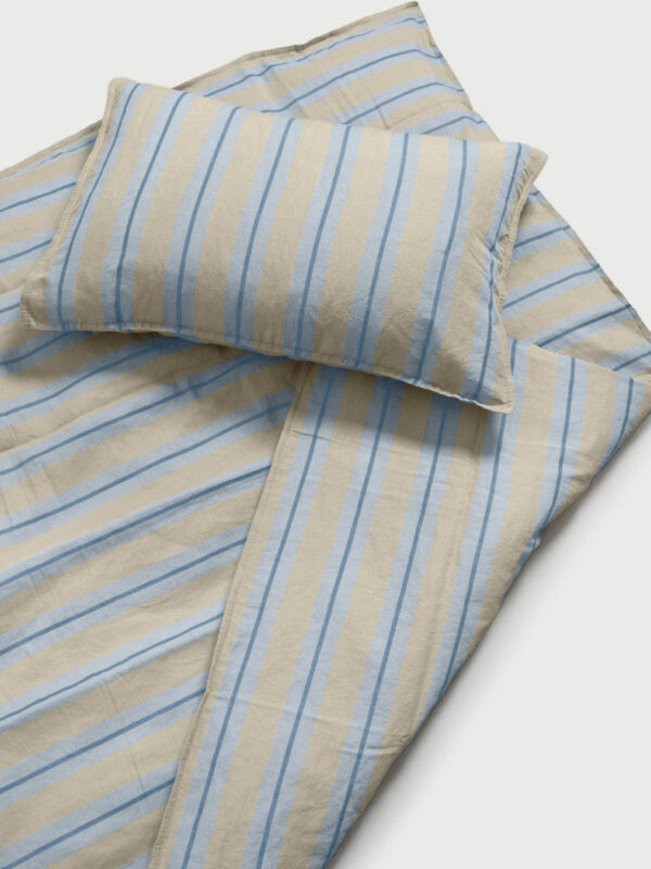 DAWN Hør Bomuld sengetøj - Ivory / Arctic Blue / Midnight Blue - 100% økologisk bomuld -
