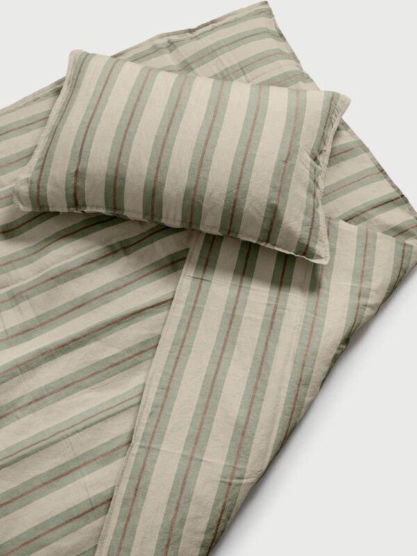 DAWN Hør Bomuld sengetøj - Ivory / Nordic Green / Mocha Brown - 100% økologisk bomuld -