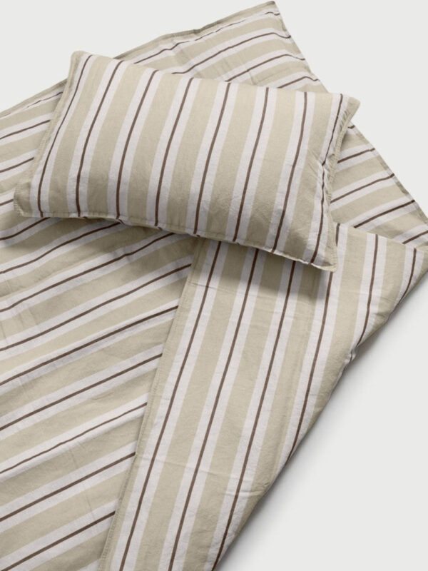 DAWN Hør Bomuld sengetøj - Ivory / Off White / Chocolate - 100% økologisk bomuld -
