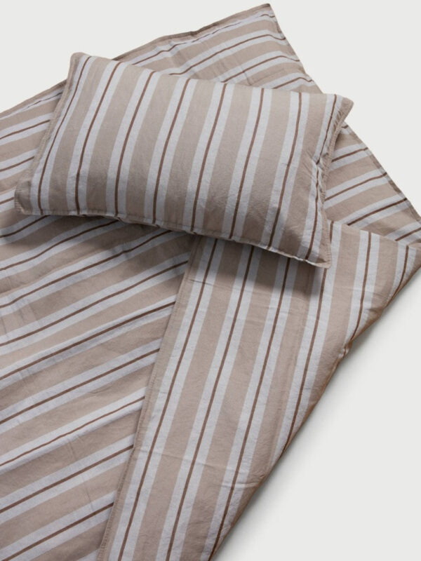DAWN Hør Bomuld sengetøj - Stone / Pearl Grey / Chocolate - 100% økologisk bomuld -