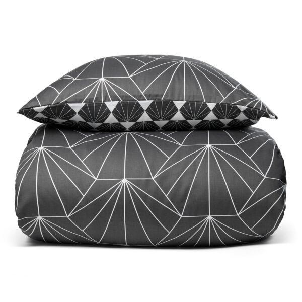 Dobbelt sengetøj 200x220 cm - Bomuldssatin - Vendbart gråt Hexagon print