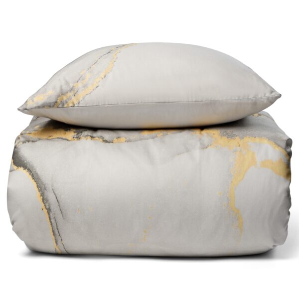 Dobbelt sengetøj - Digital printet bomuldssatin - 200x220 cm - Marble grå - dynebetræk til dobbeltdyne - 100% Bomuldssatin sengesæt