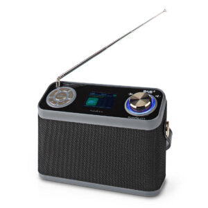 Nedis - DAB+ Radio | Borddesign | DAB+ / FM | 2.40 " | Farveskærm | Batteri / Strømforsyning | Digital | 24 W | Bluetooth® | Hovedtelefonudgang | Vækkeur | Sleep timer | IP20 | Håndtag | Sort - RDDB5200BK
