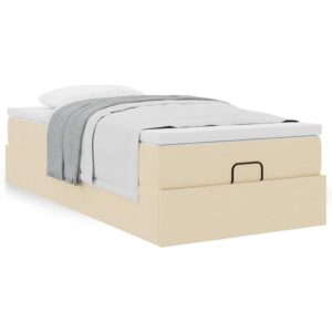 Osmannisk sengeramme med madras 90x200 cm stof cremefarvet
