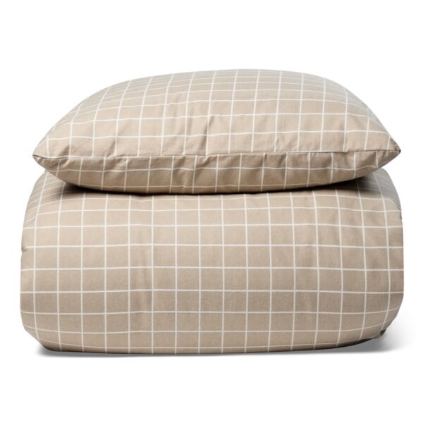 Sengetøj 200x220 cm - Check small, beige - flonel sengetøj - Ternet sengesæt - 100% bomuldsflonel - Nordstrand Home